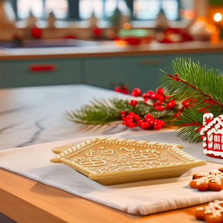 Gingerbread House Ceramic Serving Plate | Christmas Gingerbread Tableware 23cm