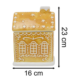 Gingerbread House Cookie Jar | Christmas Ceramic Biscuit Barrel with Lid - 23cm
