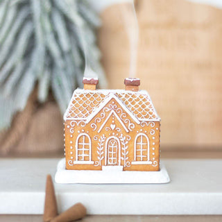 Gingerbread House Incense Burner Festive Christmas Ornament with Cinnamon Cones
