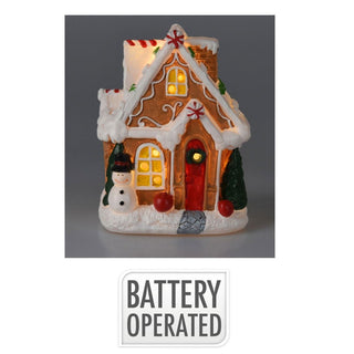 Gingerbread LED Christmas House | Christmas Village Festive Light - up House 10cm
