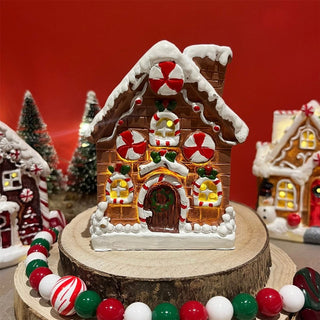Gingerbread LED Christmas House | Christmas Village Festive Light - up House 10cm