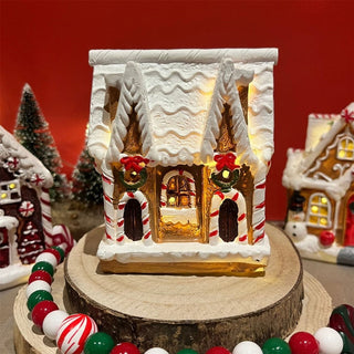 Gingerbread LED Christmas House | Christmas Village Festive Light - up House 10cm