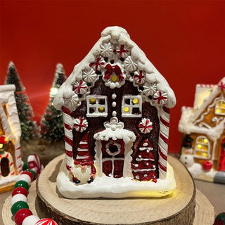 Gingerbread LED Christmas House | Christmas Village Festive Light - up House 10cm