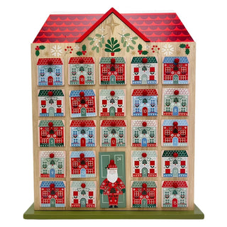 Gisela Graham Reusable Wooden Advent Calendar, 24 Drawer Alpine Christmas House