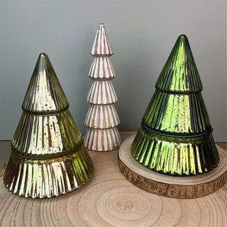 Glass Christmas Tree 2 - wick Scented Candle | Christmas Candle Holder - 17cm