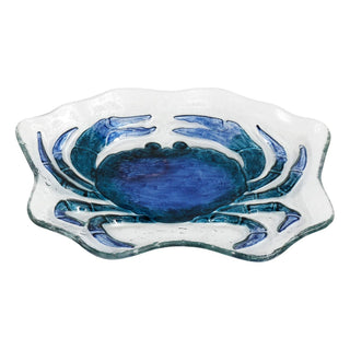 Glass Crab Serving Plate | Nautical Seafood Platter for Summer Dining - 26cm
