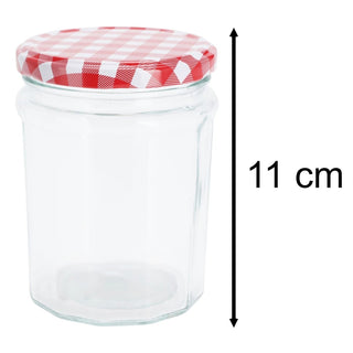 Glass Jam Jar 450ml Vintage Style with Red Gingham Metal Lid Airtight Storage