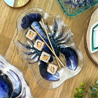 Glass Lobster Serving Plate | Nautical Seafood Platter for Summer Dining - 26cm