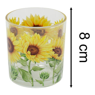 Glass Sunflower Candle Holder, 8cm Summer Floral Tealight Votive Candle Holder