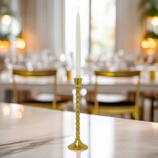 Gold Barley Twist Candlestick | Tall Aluminium Dinner Candle Holder - 30cm