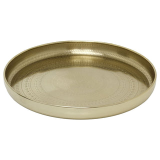 Gold Decorative Tray, 33 cm Round Coffee Table Tray with Mandala Design