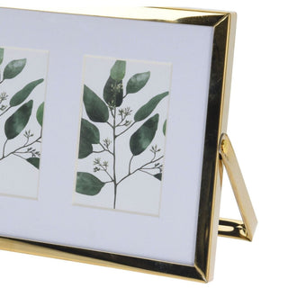Gold Hinged Photo Frame for 3 Pictures with Mount | Standing Frame 21x12cm