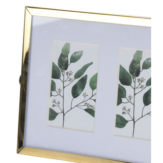 Gold Hinged Photo Frame for 3 Pictures with Mount | Standing Frame 21x12cm