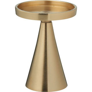Gold Metal Candle Holder for Pillar Candles | Modern Brass Effect Candlestick