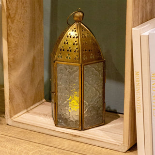 Gold Metal Kasbah Candle Lantern | Moroccan Style Lantern Tealight Holder - 21cm