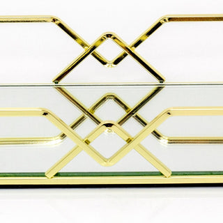 Gold Metal Mirrored Vanity Tray For Perfume And Candles | Glass Mirror Tray 31cm