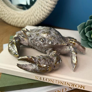 Gold Resin Crab Ornament | Nautical Figurine for Coastal Home Decor, 14x13cm