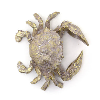 Gold Resin Crab Ornament | Nautical Figurine for Coastal Home Decor, 14x13cm