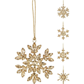 Gold Snowflake Christmas Tree Bauble | Snowflake Christmas Tree Ornament - 10cm