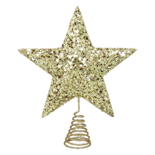Gold Star Confetti Christmas Tree Topper, Gisela Graham Glitter Decoration 29cm