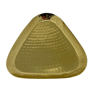 Gold Triangular Trinket Tray, 16cm Metal Jewellery Trinket Dish, Candle Plate