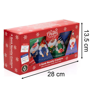 Gonk Pyramid Christmas Crackers | Set of 6 Novelty Family Crackers & Trivia Game