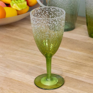 Green Bubbles Plastic Wine Glass Reusable Wine Glass Goblet Garden Picnic 400ml