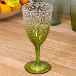 Green Bubbles Plastic Wine Glass Reusable Wine Glass Goblet Garden Picnic 400ml