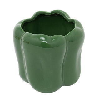 Green Ceramic Pepper Planter, 12cm Vegetable Shaped Plant Pot Indoor Outdoor
