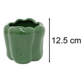 Green Ceramic Pepper Planter, 12cm Vegetable Shaped Plant Pot Indoor Outdoor