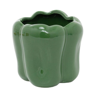 Green Ceramic Pepper Planter, 12cm Vegetable Shaped Plant Pot Indoor Outdoor