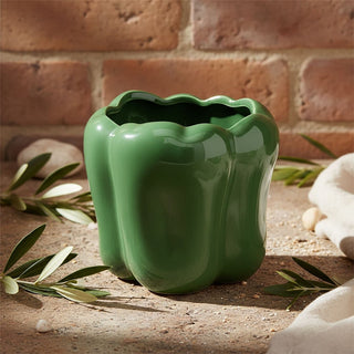 Green Ceramic Pepper Planter, 12cm Vegetable Shaped Plant Pot Indoor Outdoor