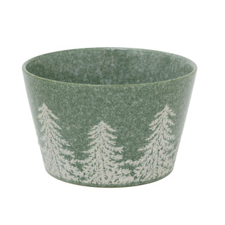 Green Embossed Christmas Tree Bowl | Festive Reactive Glaze Stoneware Bowl