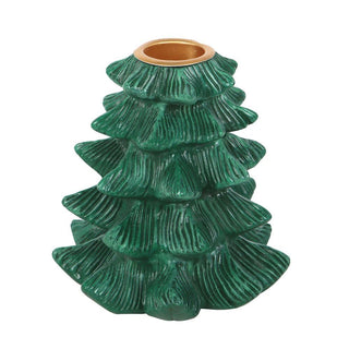 Green Fir Tree Candle Holder with Taper Candle | Festive Christmas Centrepiece
