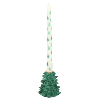 Green Fir Tree Candle Holder with Taper Candle | Festive Christmas Centrepiece