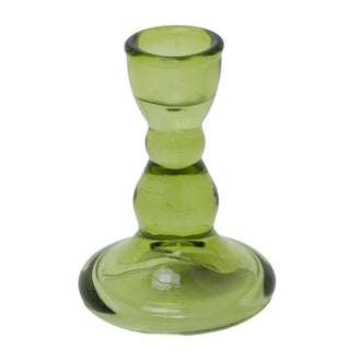 Green Glass Candlestick Holder, 9cm Dinner Candle Holder Glass Candle Stand