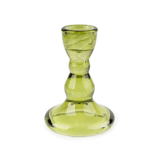 Green Glass Candlestick Holder, 9cm Dinner Candle Holder Glass Candle Stand