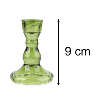 Green Glass Candlestick Holder, 9cm Dinner Candle Holder Glass Candle Stand