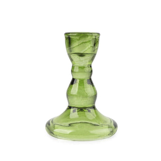 Green Glass Candlestick Holder, 9cm Dinner Candle Holder Glass Candle Stand