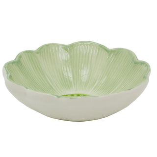 Green Meadow Flower Trinket Dish, 12cm Ceramic Petal Jewellery Tray for Rings