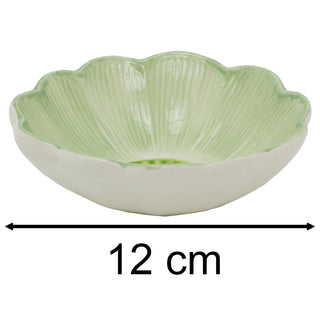 Green Meadow Flower Trinket Dish, 12cm Ceramic Petal Jewellery Tray for Rings