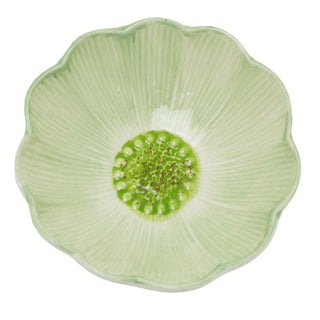 Green Meadow Flower Trinket Dish, 12cm Ceramic Petal Jewellery Tray for Rings
