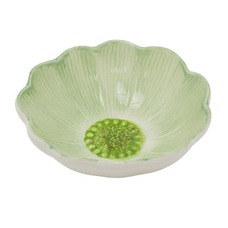 Green Meadow Flower Trinket Dish, 12cm Ceramic Petal Jewellery Tray for Rings