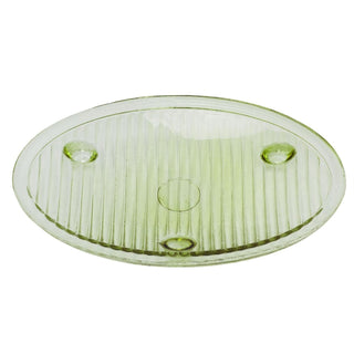 Green Ribbed Glass Bathroom Set, 3 Piece Soap Dispenser Tumbler and Soap Dish