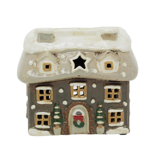 Grey Ceramic Christmas Cottage Wax Melt Burner | Oil Burner Christmas House