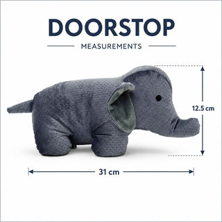 Grey Fabric Elephant Door Stop, 31cm Safari Animal Door Stopper