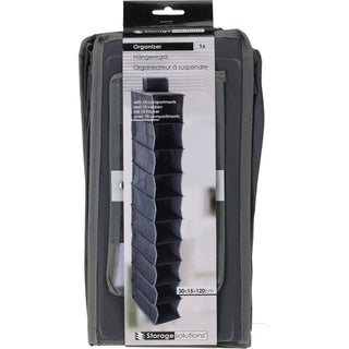Grey Hanging Wardrobe Storage Organiser 10 Compartments | 120cm Hanging Shelves