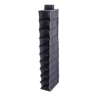 Grey Hanging Wardrobe Storage Organiser 10 Compartments | 120cm Hanging Shelves