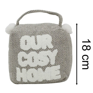 Grey Herringbone Doorstop | 1.2kg Cosy Home Fabric Weighted Square Doorstop