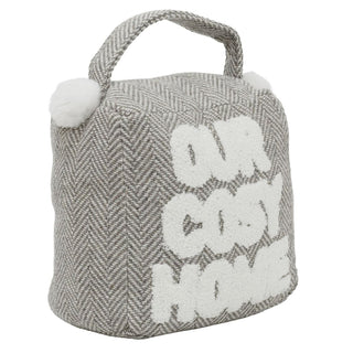 Grey Herringbone Doorstop | 1.2kg Cosy Home Fabric Weighted Square Doorstop